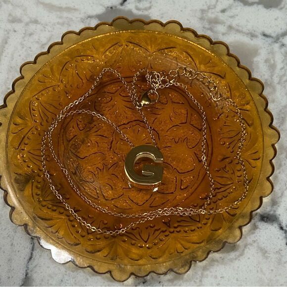 Gold Tone Stainless Steel initial Pendant necklace Letter G - Picture 2 of 4